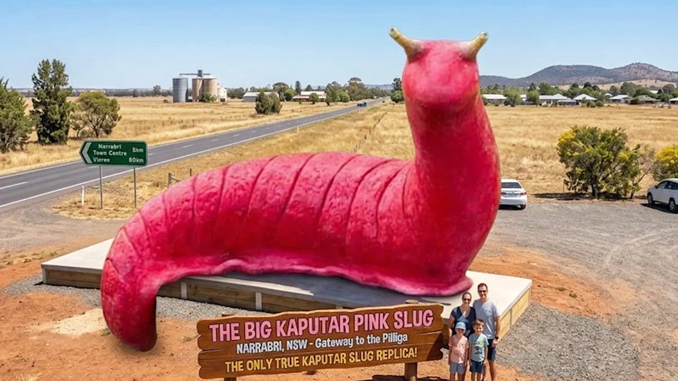 Want to put your Outback town on the map? Try a 65ft pink slug …